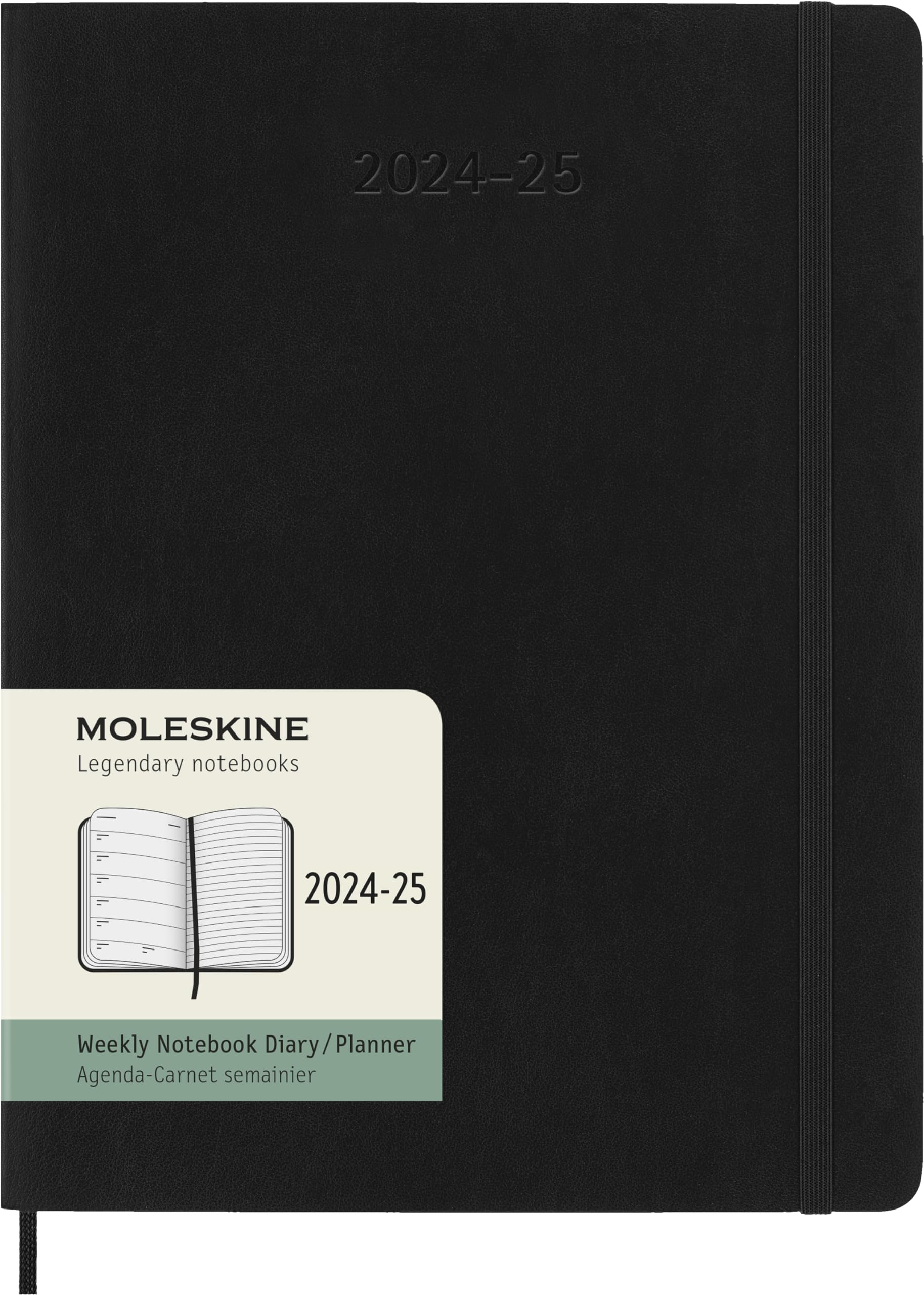 Moleskine Weekly Planner 2024-2025, Weekly Planner 18 Months 2025, With Space For Notes, With Soft Cover And Elastic Closure, Extra Large Size 19 x 25 cm, Color