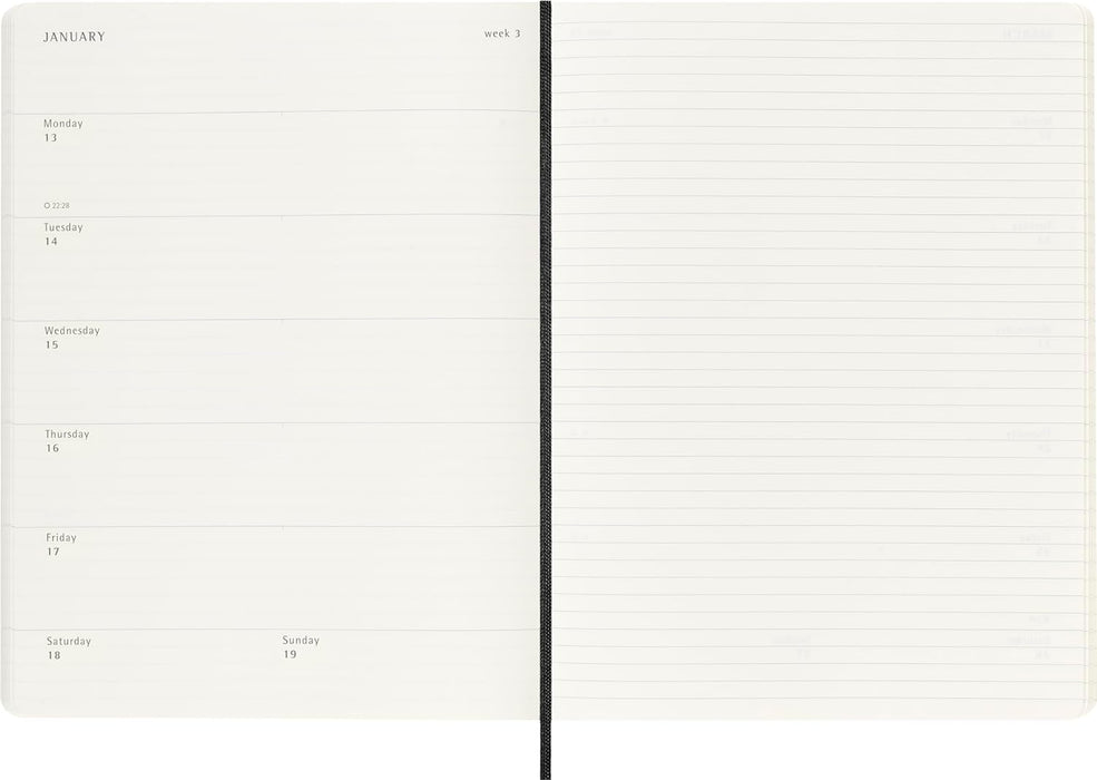 Moleskine Weekly Planner 2024-2025, Weekly Planner 18 Months 2025, With Space For Notes, With Soft Cover And Elastic Closure, Extra Large Size 19 x 25 cm, Color