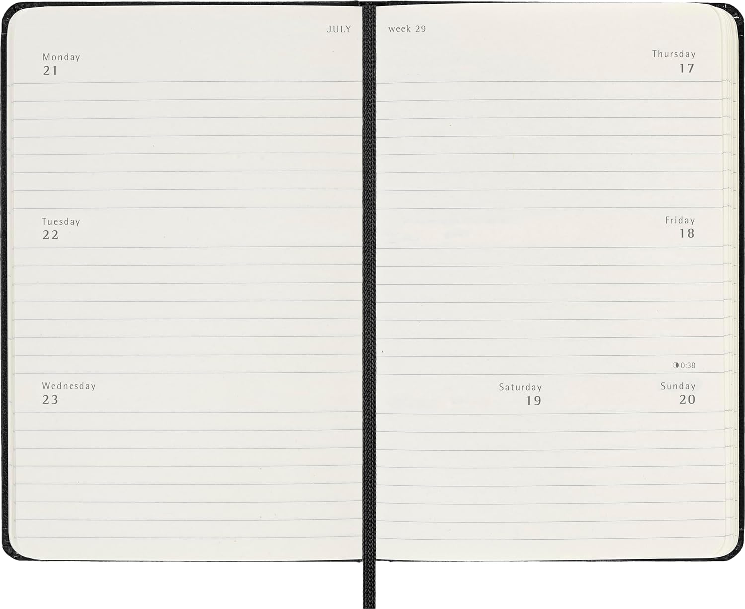 Moleskine Weekly Planner 2024-2025, Weekly Agenda 18 Months 2025, Horizontal Planner with Hard Cover and Elastic Closure, Pocket Size 9 x 14 cm, Color Black
