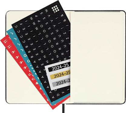 Moleskine Weekly Planner 2024-2025, Weekly Agenda 18 Months 2025, Horizontal Planner with Hard Cover and Elastic Closure, Pocket Size 9 x 14 cm, Color Black