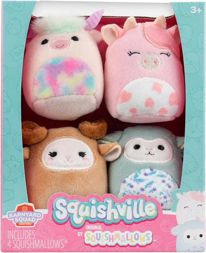 Squishville by Original Squishmallows Barnyard Squad Plush - Four 2-inch Squishmallows Plush Including Dagnus, Reggie, Clay, and Relinda - Toys for Kids
