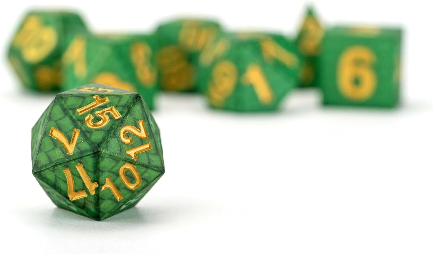 FanRoll by Metallic Dice Games Dragon StormTM Silicone Dice Set: Green Dragon Scales