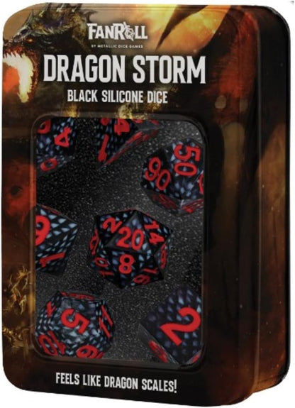 FanRoll by Metallic Dice Games Dragon StormTM Silicone Dice Set: Black Dragon Scales