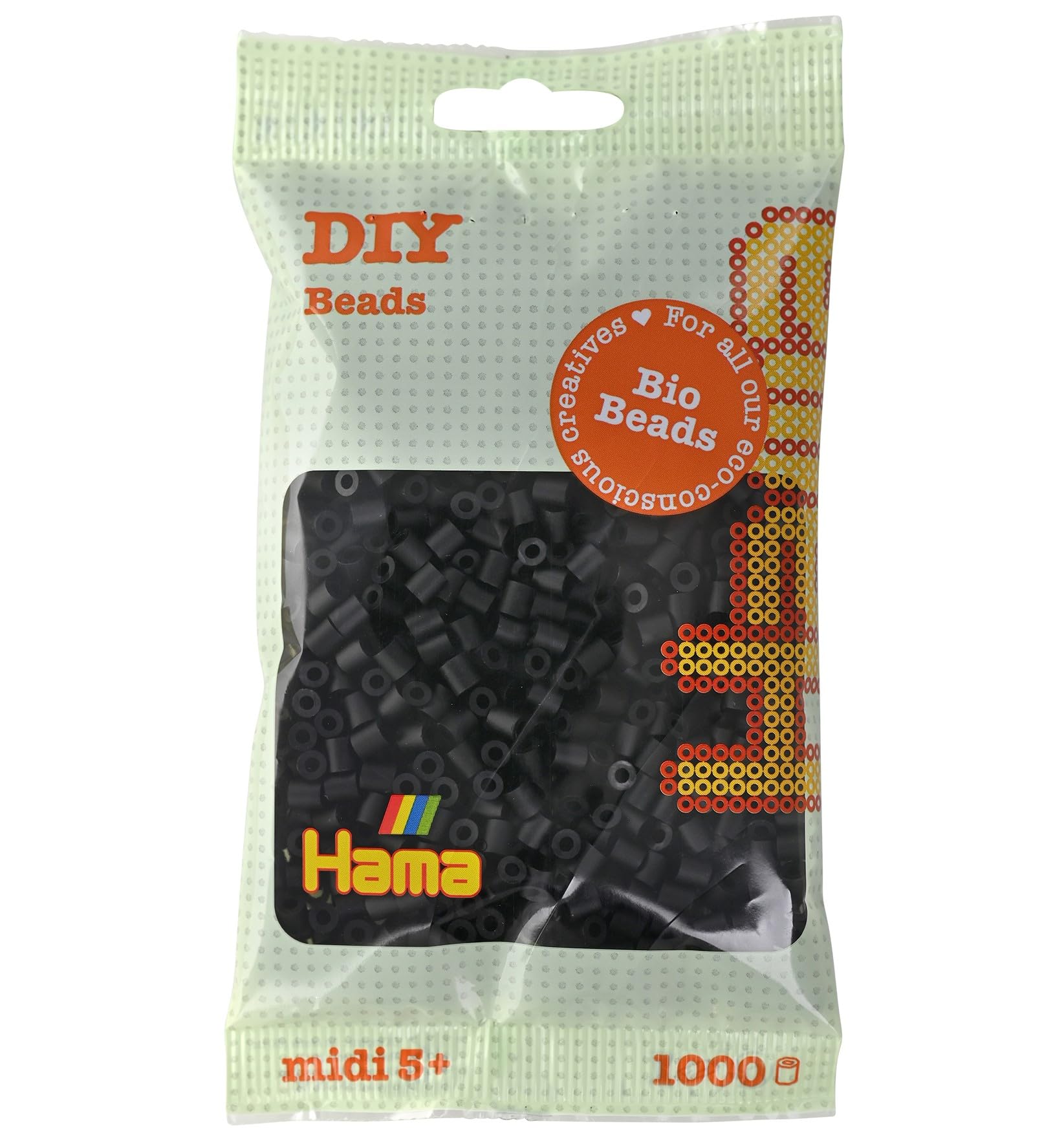 Hama Midi Bio Beads Bag | Approx. 1000 Fuse Beads | Mosaic Decoration Arts & Craft for Creative Children Ages 5+ | Black