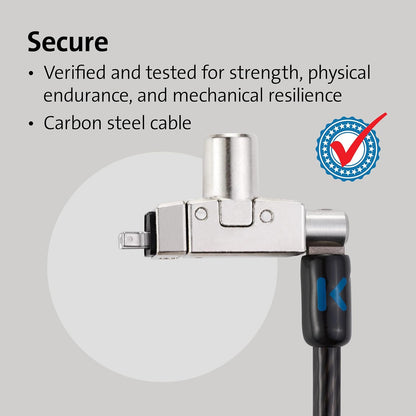 Kensington Slim N17 2.0 Keyed Dual Head Laptop Lock for Wedge-Shaped Slots, Lockable Device Security Tether for Dell Portable Computers, Lie Flat Slim Line, 1.8m Carbon Steel Cable (K60508WW