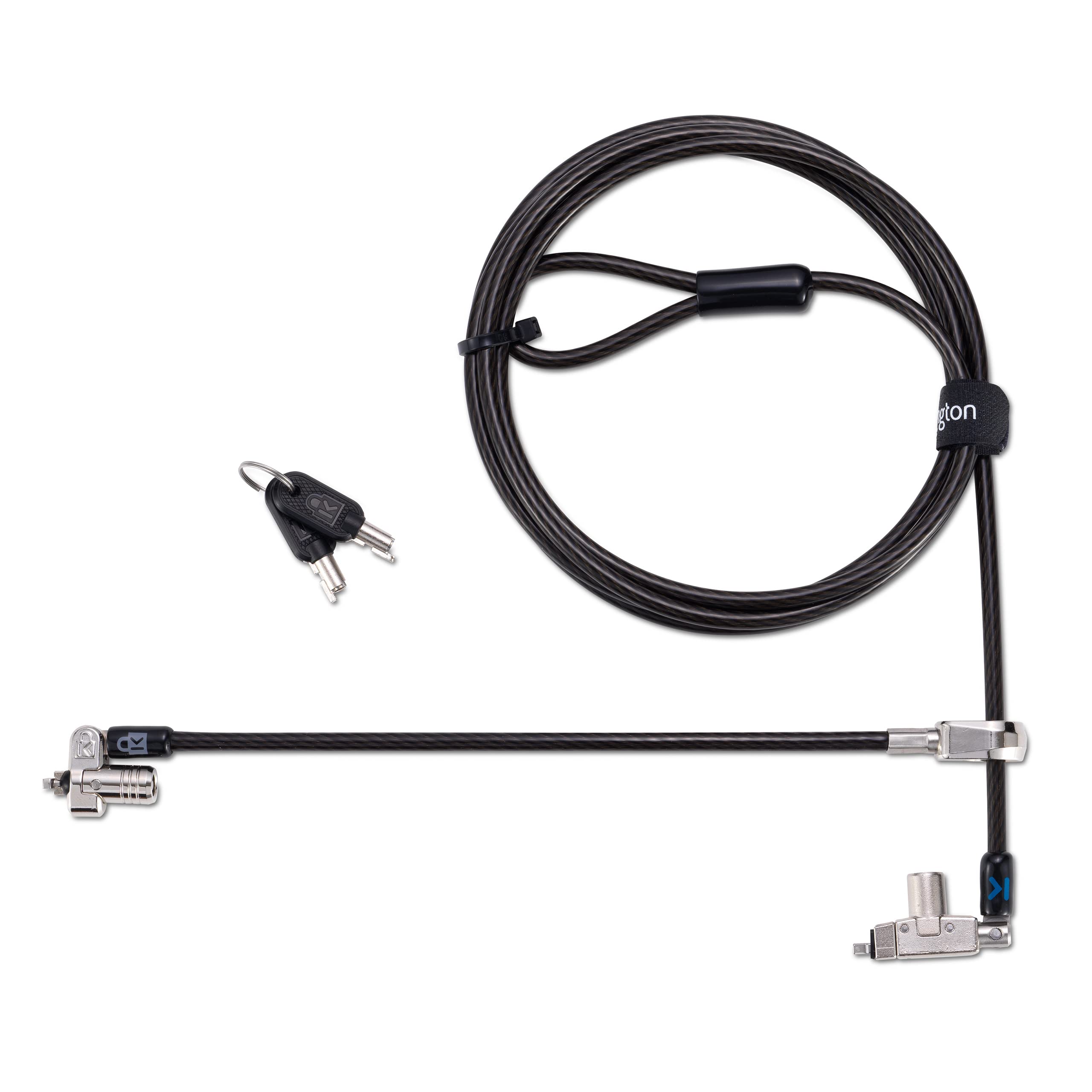 Kensington Slim N17 2.0 Keyed Dual Head Laptop Lock for Wedge-Shaped Slots, Lockable Device Security Tether for Dell Portable Computers, Lie Flat Slim Line, 1.8m Carbon Steel Cable (K60508WW