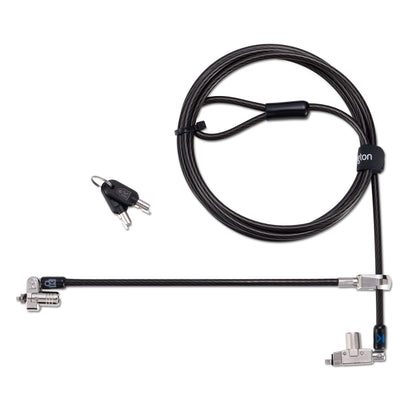 Kensington Slim N17 2.0 Keyed Dual Head Laptop Lock for Wedge-Shaped Slots, Lockable Device Security Tether for Dell Portable Computers, Lie Flat Slim Line, 1.8m Carbon Steel Cable (K60508WW