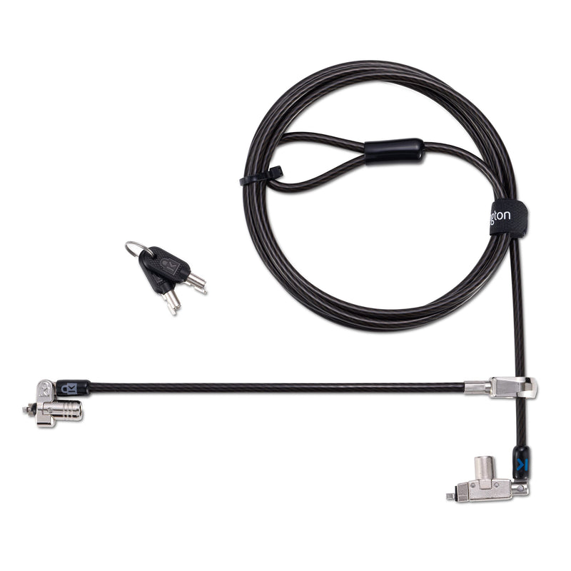 Kensington Slim N17 2.0 Keyed Dual Head Laptop Lock for Wedge-Shaped Slots, Lockable Device Security Tether for Dell Portable Computers, Lie Flat Slim Line, 1.8m Carbon Steel Cable (K60508WW