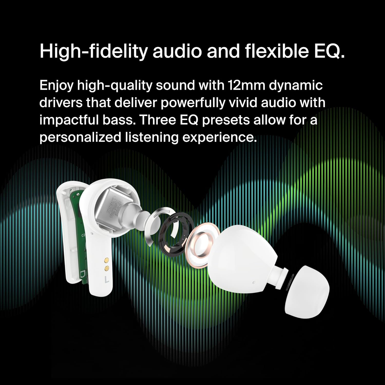 Belkin SoundForm™ Motion True Wireless Earbuds, Noise Cancelling Ear Buds with Wireless Charging Case & Dual Microphone - IPX5 Water Resistant Bluetooth Headphones for iPhone & Samsung
