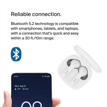 Belkin SoundForm™ Motion True Wireless Earbuds, Noise Cancelling Ear Buds with Wireless Charging Case & Dual Microphone - IPX5 Water Resistant Bluetooth Headphones for iPhone & Samsung