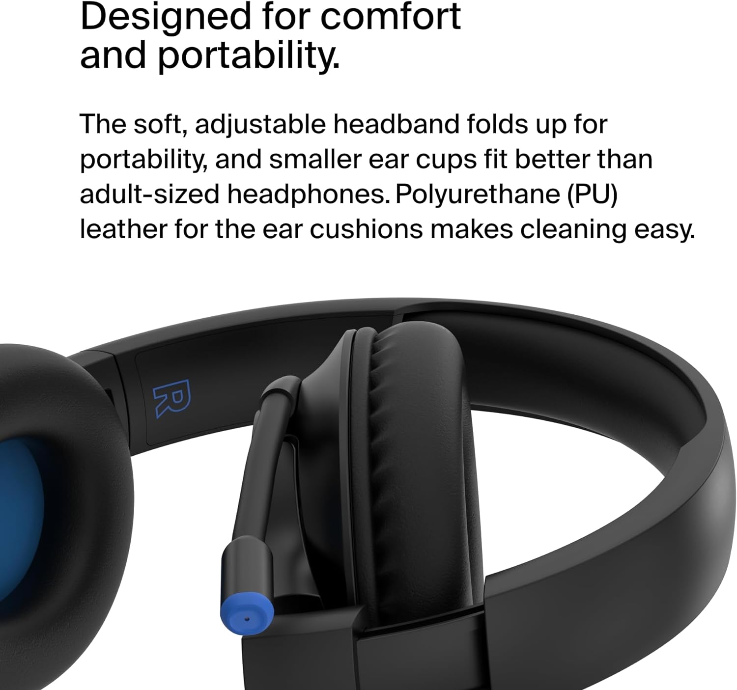 Belkin SoundForm Inspire Wireless Over-Ear Headset for Kids,On-Ear Headphones for Girls and Boys, Online Learning, & Travel with Built-In Microphone - Compatible with iPhone, iPad, Galaxy, and More