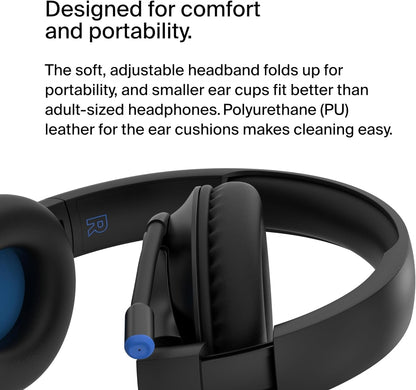Belkin SoundForm Inspire Wireless Over-Ear Headset for Kids,On-Ear Headphones for Girls and Boys, Online Learning, & Travel with Built-In Microphone - Compatible with iPhone, iPad, Galaxy, and More