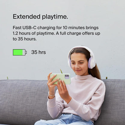 Belkin SoundForm Inspire Wireless Over-Ear Headset for Kids,On-Ear Headphones for Girls and Boys, Online Learning, & Travel with Built-In Microphone - Compatible with iPhone, iPad, Galaxy, and More