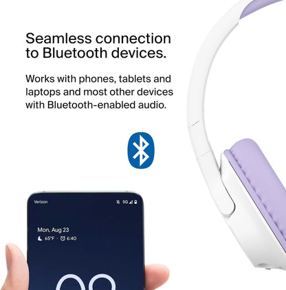 Belkin SoundForm Inspire Wireless Over-Ear Headset for Kids,On-Ear Headphones for Girls and Boys, Online Learning, & Travel with Built-In Microphone - Compatible with iPhone, iPad, Galaxy, and More