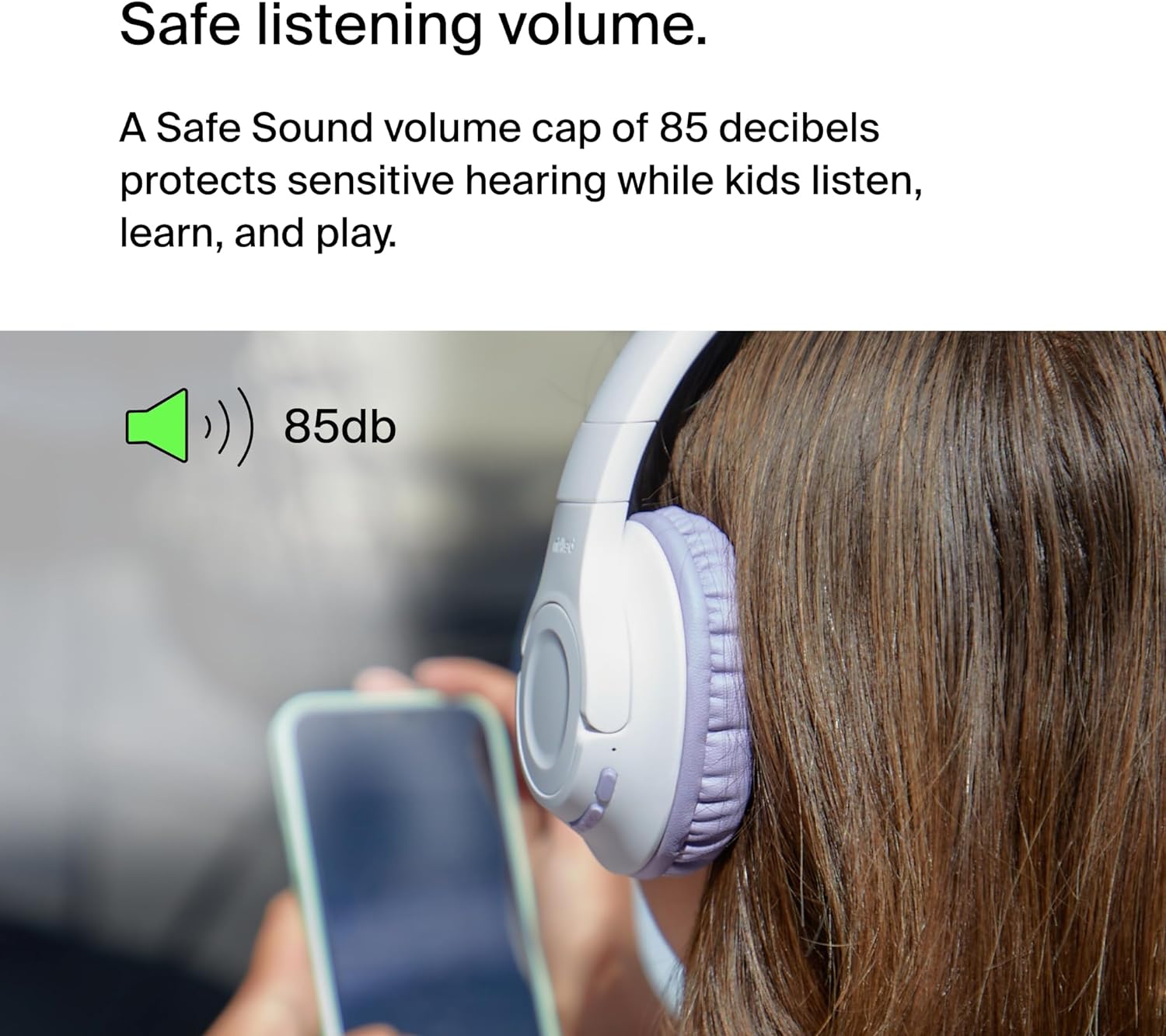 Belkin SoundForm Inspire Wireless Over-Ear Headset for Kids,On-Ear Headphones for Girls and Boys, Online Learning, & Travel with Built-In Microphone - Compatible with iPhone, iPad, Galaxy, and More