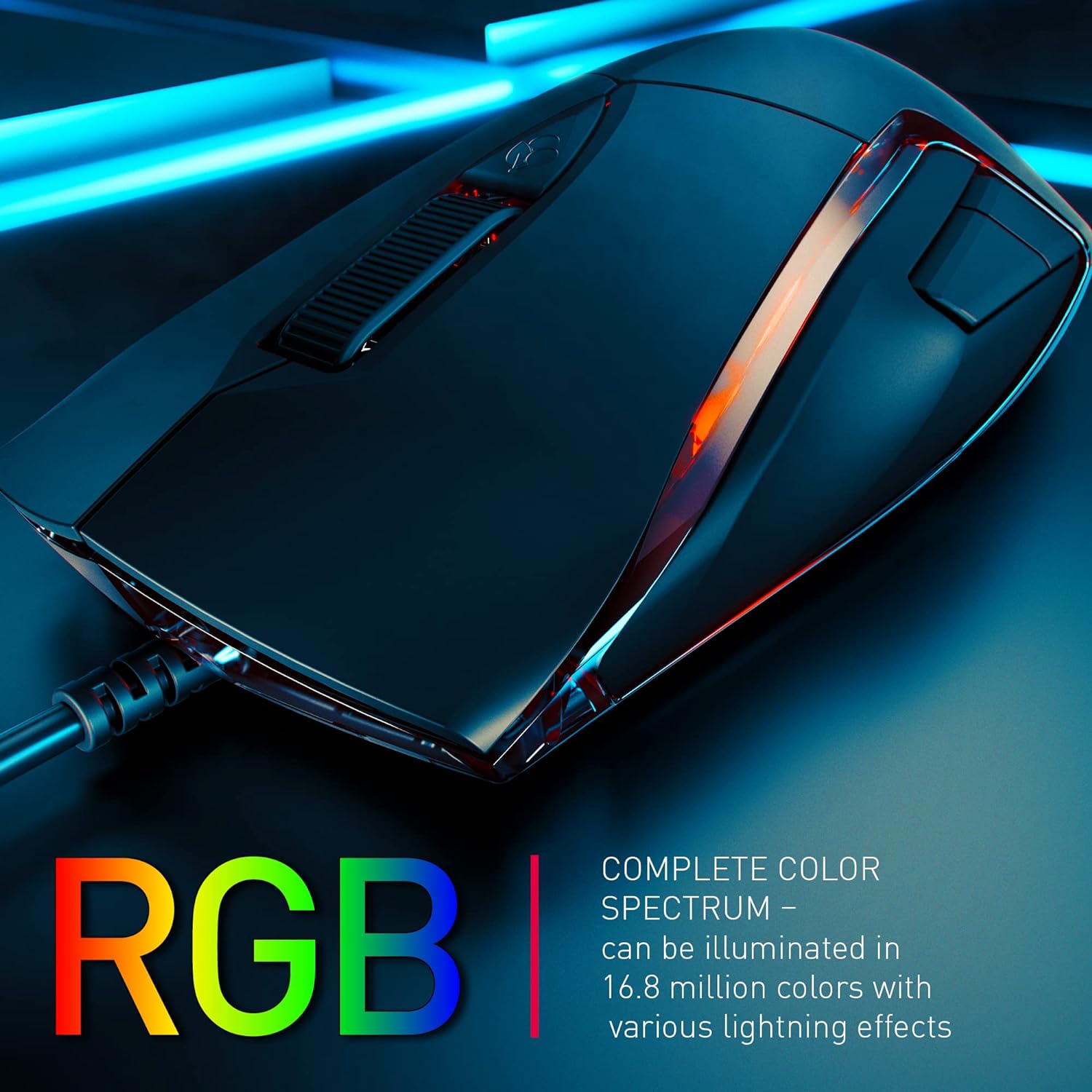 CHERRY MC 3.1, wired gaming mouse, high-precision optical 5,000 dpi Pixart sensor, 6 freely programmable buttons, RGB-illuminated, symmetrical design, black