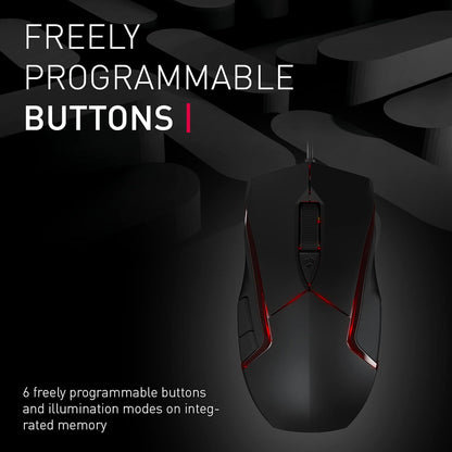 CHERRY MC 3.1, wired gaming mouse, high-precision optical 5,000 dpi Pixart sensor, 6 freely programmable buttons, RGB-illuminated, symmetrical design, black
