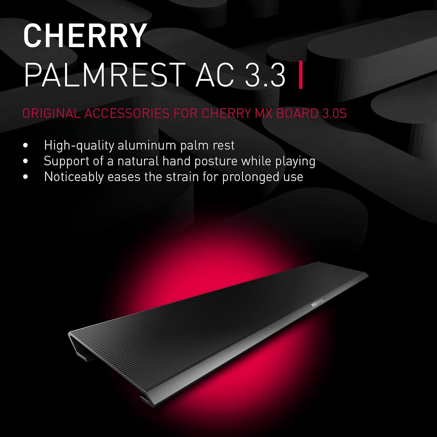 CHERRY AC 3.3, Ergonomic Palm Rest and Mounting Feet made of Aluminium, Original Accessory for Gaming Keyboard CHERRY MX BOARD 3.0 S, quickly attached