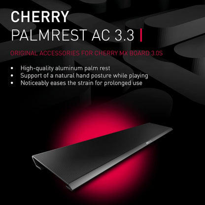 CHERRY AC 3.3, Ergonomic Palm Rest and Mounting Feet made of Aluminium, Original Accessory for Gaming Keyboard CHERRY MX BOARD 3.0 S, quickly attached