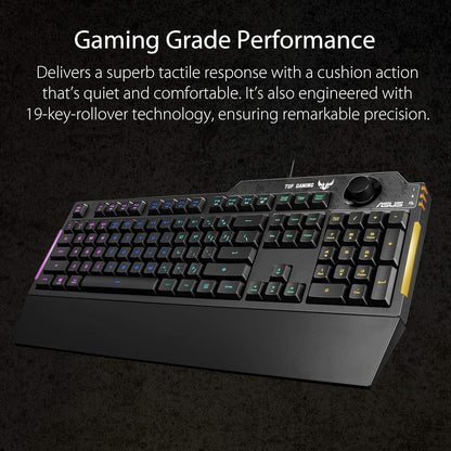 ASUS TUF Gaming K1 RGB keyboard with dedicated volume knob, spill-resistance, side light bar and Armoury Crate