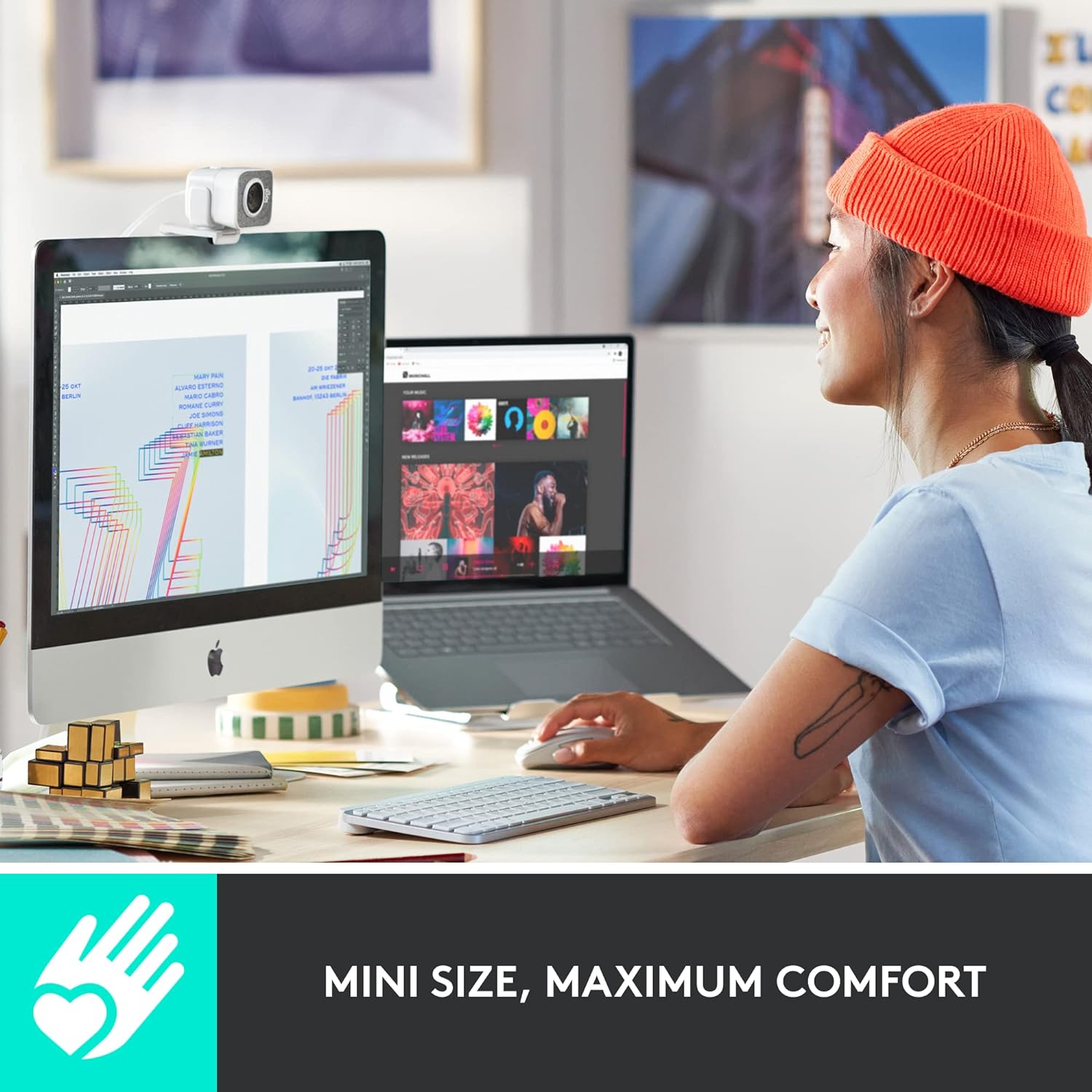 Logitech MX Keys Mini for Mac Minimalist Wireless Keyboard, Compact, Bluetooth, Backlit Keys, USB-C, Tactile Typing, Compatible with MacBook Pro,Macbook Air,iMac,iPad, ‎Silver, 1 Count