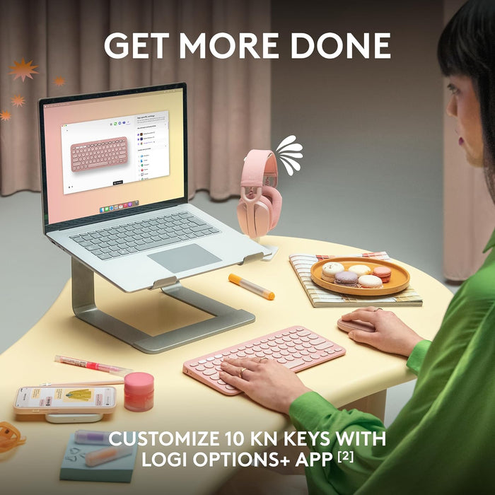 Logitech Pebble Keys 2 K380s, Multi-Device Bluetooth Wireless Keyboard with Customisable Shortcuts,Slim and Portable,Easy-Switch for Windows/macOS/iPadOS/Android/Chrome OS, QWERTY UK Layout, Graphite