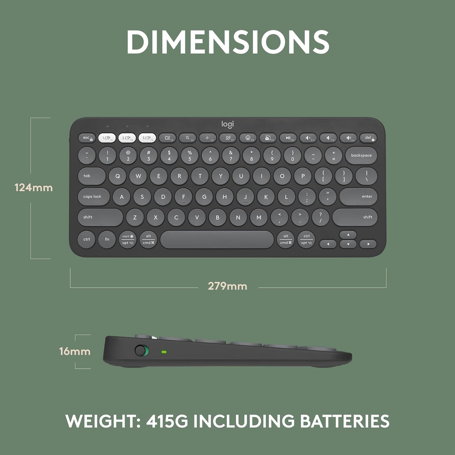 Logitech Pebble Keys 2 K380s, Multi-Device Bluetooth Wireless Keyboard with Customisable Shortcuts,Slim and Portable,Easy-Switch for Windows/macOS/iPadOS/Android/Chrome OS, QWERTY UK Layout, Graphite