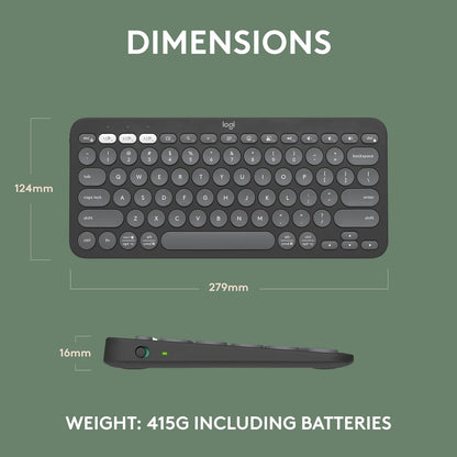 Logitech Pebble Keys 2 K380s, Multi-Device Bluetooth Wireless Keyboard with Customisable Shortcuts,Slim and Portable,Easy-Switch for Windows/macOS/iPadOS/Android/Chrome OS, QWERTY UK Layout, Graphite