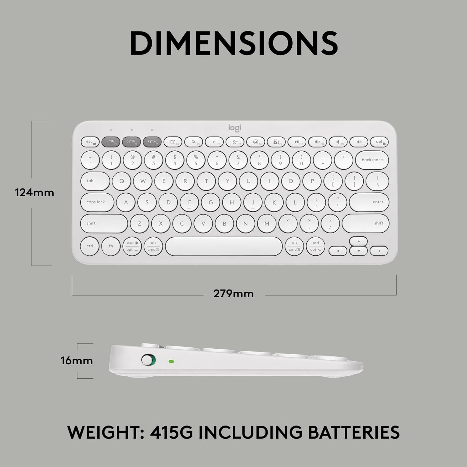 Logitech Pebble Keys 2 K380s, Multi-Device Bluetooth Wireless Keyboard with Customisable Shortcuts,Slim and Portable, Easy-Switch for Windows/macOS/iPadOS/Android/Chrome OS, QWERTY UK Layout, White