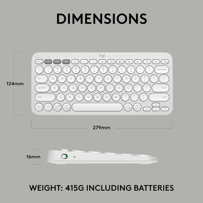 Logitech Pebble Keys 2 K380s, Multi-Device Bluetooth Wireless Keyboard with Customisable Shortcuts,Slim and Portable, Easy-Switch for Windows/macOS/iPadOS/Android/Chrome OS, QWERTY UK Layout, White