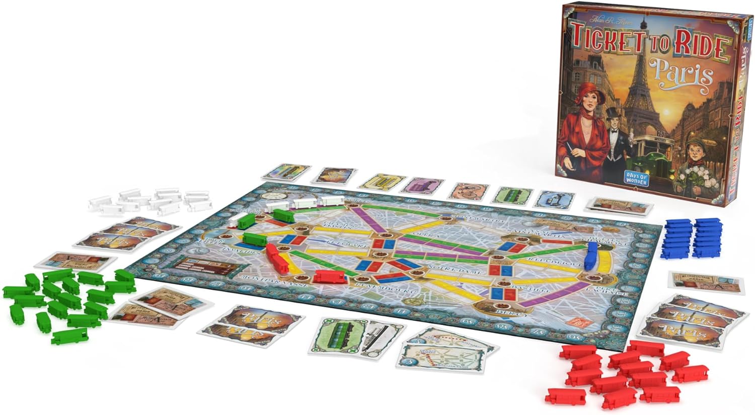 Zug um Zug Paris Brettspiel – Strategiespiel zum Bahnaufbau mit detaillierten Pariser Bussen, lustiges Familienspiel für Kinder & Erwachsene, ab 8 Jahren, 2–4 Spieler, 10–15 Minuten Spielzeit