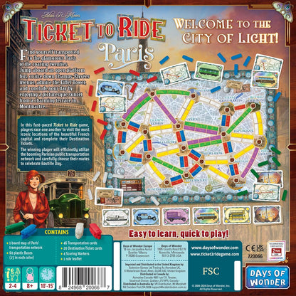 Zug um Zug Paris Brettspiel – Strategiespiel zum Bahnaufbau mit detaillierten Pariser Bussen, lustiges Familienspiel für Kinder & Erwachsene, ab 8 Jahren, 2–4 Spieler, 10–15 Minuten Spielzeit