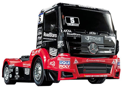 TAMIYA 58683 Mercedes-Benz 1:14 RC M-B Race Truck Actros MP4 TT-01E Remote Control Car/Vehicle Building Kit Hobby Crafts Model Assembly, Red/Black