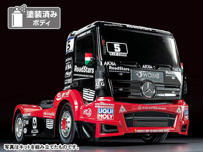 TAMIYA 58683 Mercedes-Benz 1:14 RC M-B Race Truck Actros MP4 TT-01E Remote Control Car/Vehicle Building Kit Hobby Crafts Model Assembly, Red/Black