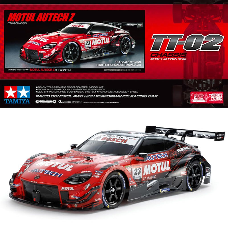TAMIYA 58735 1:10 Motul Autech Z 2023 TT-02 Remote Control Car, Vehicle, Model Building, Assembly, Hobby, RC Kit, Unpainted