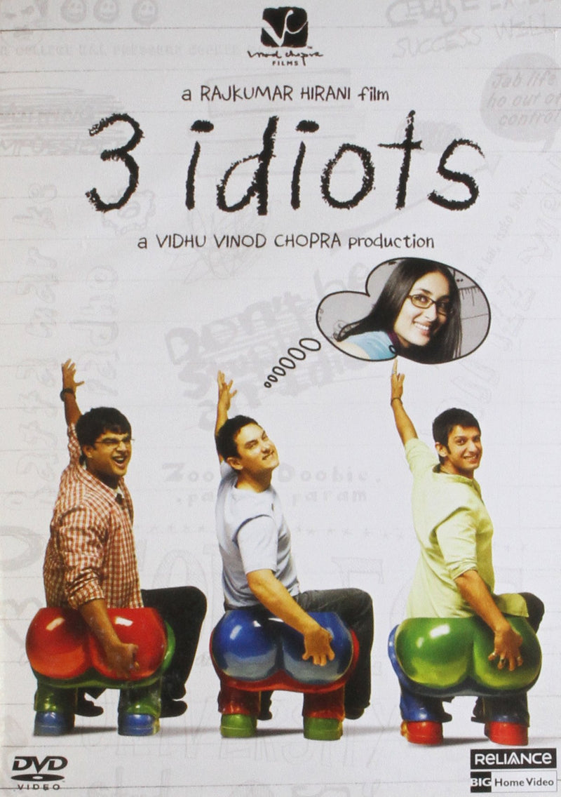 3 Idiots - DVD - ALL REGIONS - Aamir Khan - Kareena Kapoor - Boman Irani - Bollywood - English Subtitles Only