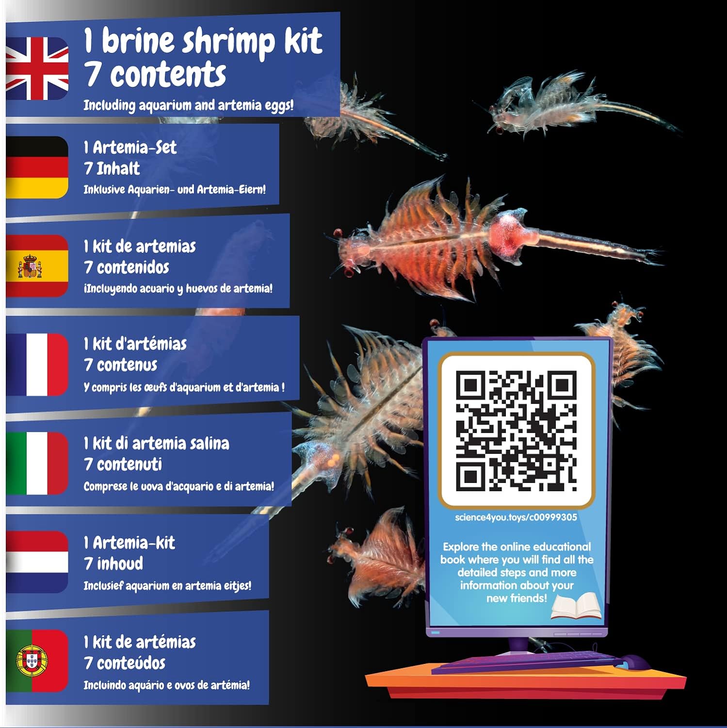 Science4you Artemias Aquatic Sea Creatures (Triops family) - Grow Your Own Water Dragons Kit - Includes Aqua Eggs - Science Kits for Kids Age 6 7 8 9 10+ Educational Toy Boys & Girls