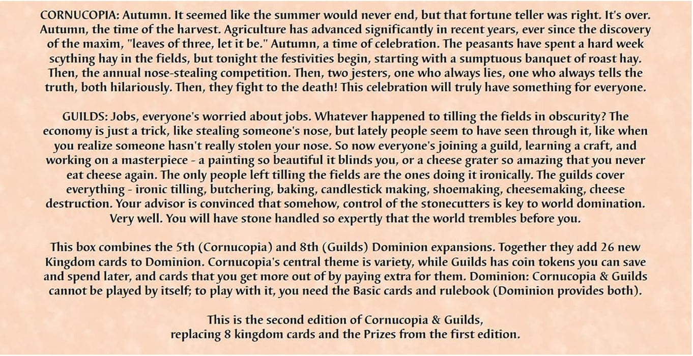 Rio Grande Games: Dominion Cornucopia & Guilds 2nd Edition - Expansion Deck Building Board Game, Time of The Harvest, Ages 14+, 2-4 Players, 30 Min