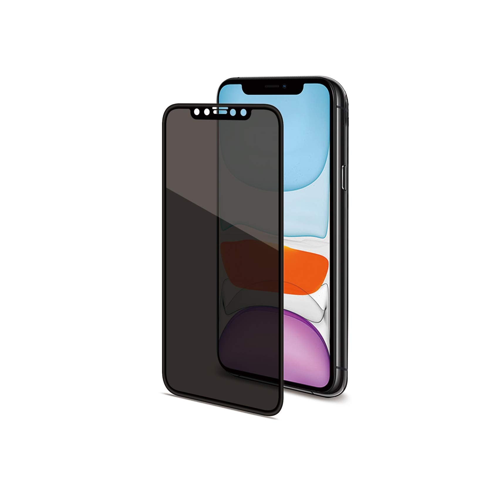 Celly PRIVACY3D1001BK – Screen Protector for iPhone 11 Privacy, 3D Tempered Glass with Bi-Directional Privacy Function, 9H Hardness, Anti-Fingerprint and Anti-Scratch, Black