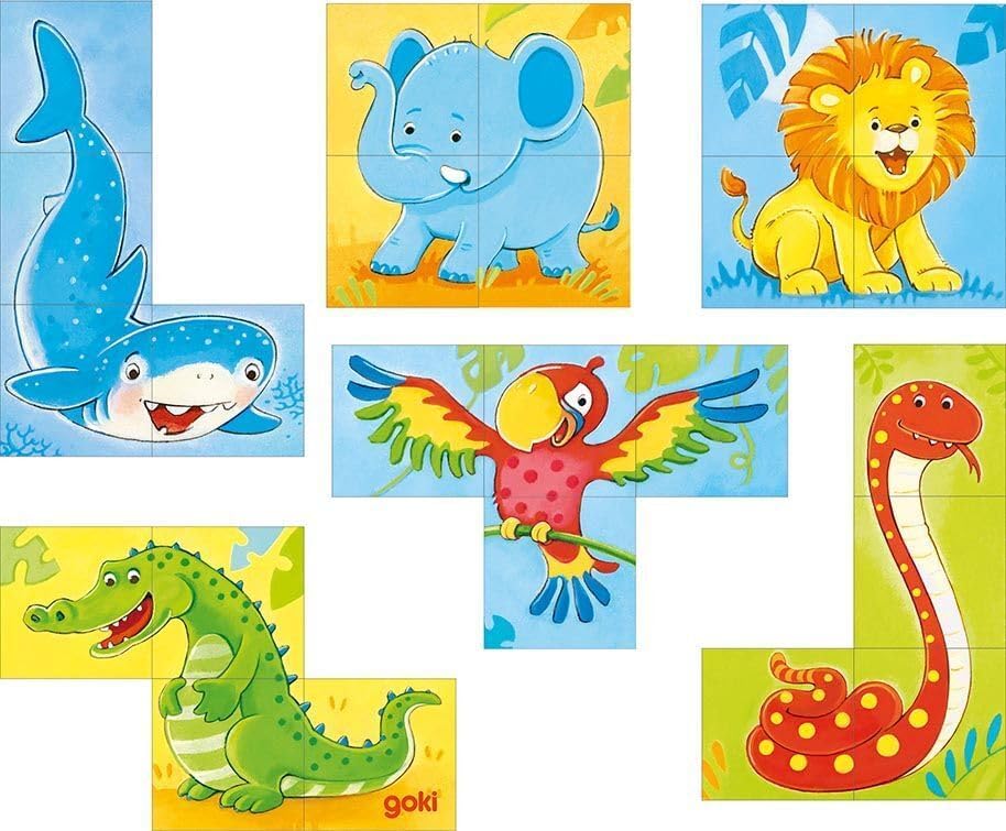 Goki 57434 Puzzle de dados animales salvajes, Multi-Coloured (Multi-Coloured