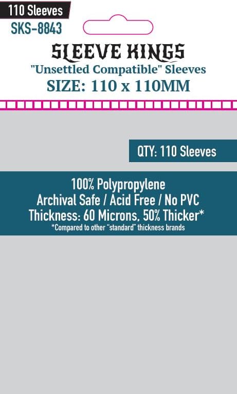 "Unsettled Compatible" Sleeves (110 X 110 MM) -110 Pack, 60 Microns