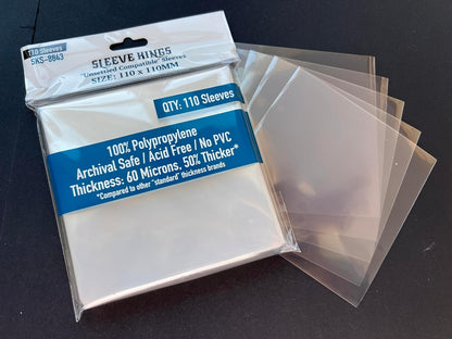 "Unsettled Compatible" Sleeves (110 X 110 MM) -110 Pack, 60 Microns