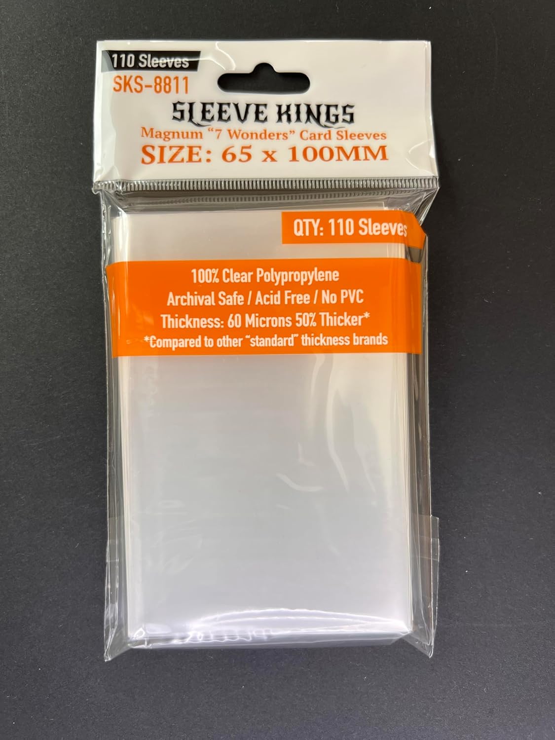 Sleeve Kings Magnum 7 Wonders 65 x 100mm 60 Micron Card Sleeves (Pack of 110