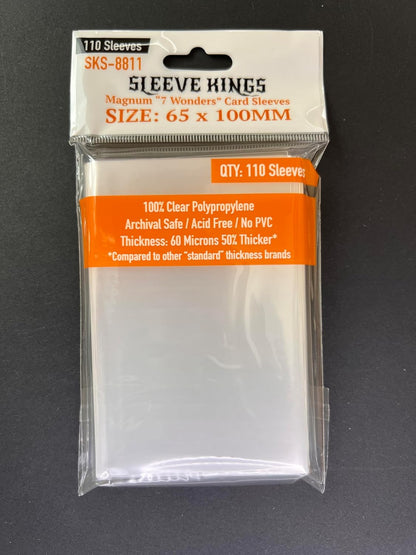 Sleeve Kings Magnum 7 Wonders 65 x 100mm 60 Micron Card Sleeves (Pack of 110