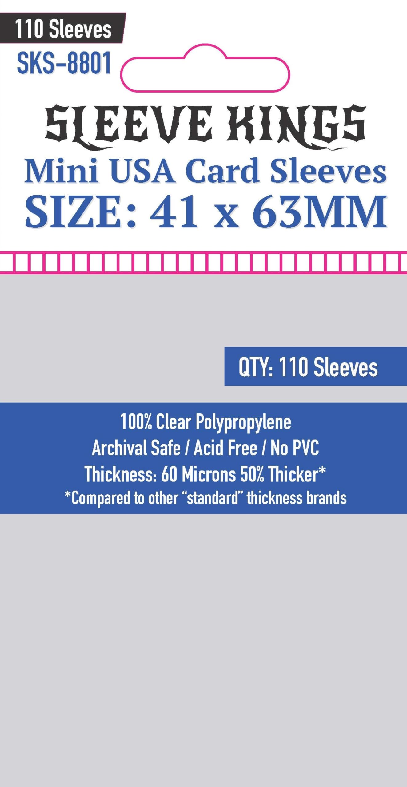 Sleeve Kings - Mini USA Card Sleeves - 41mm X 63mm - Pack of 110