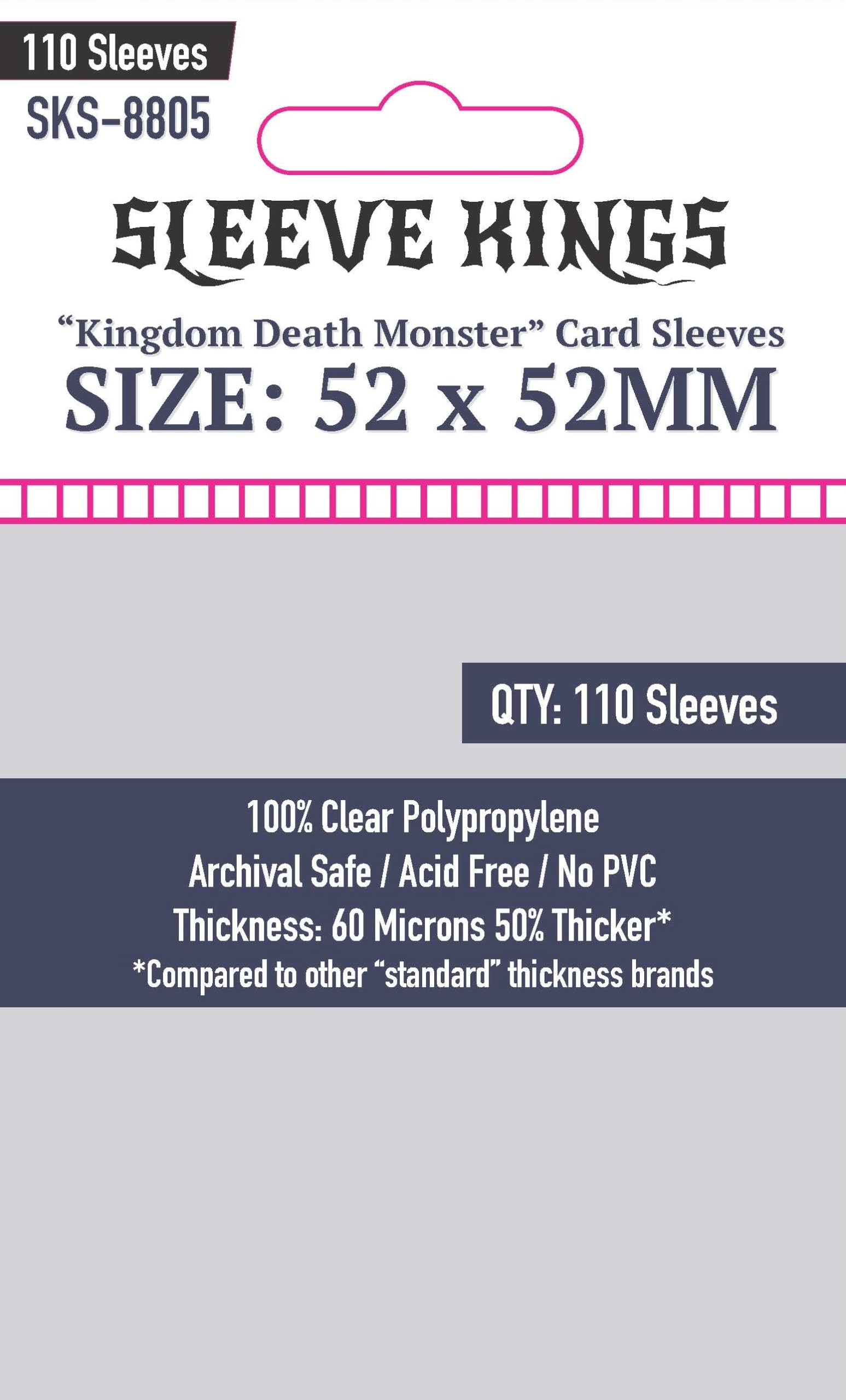 Sleeve Kings Kingdom Death Monster Card Sleves (52 x 52 mm), confezione da 110, 60 micron