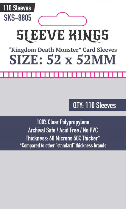 Sleeve Kings Kingdom Death Monster Card Sleves (52 X 52mm) -110 Pack, 60 Microns