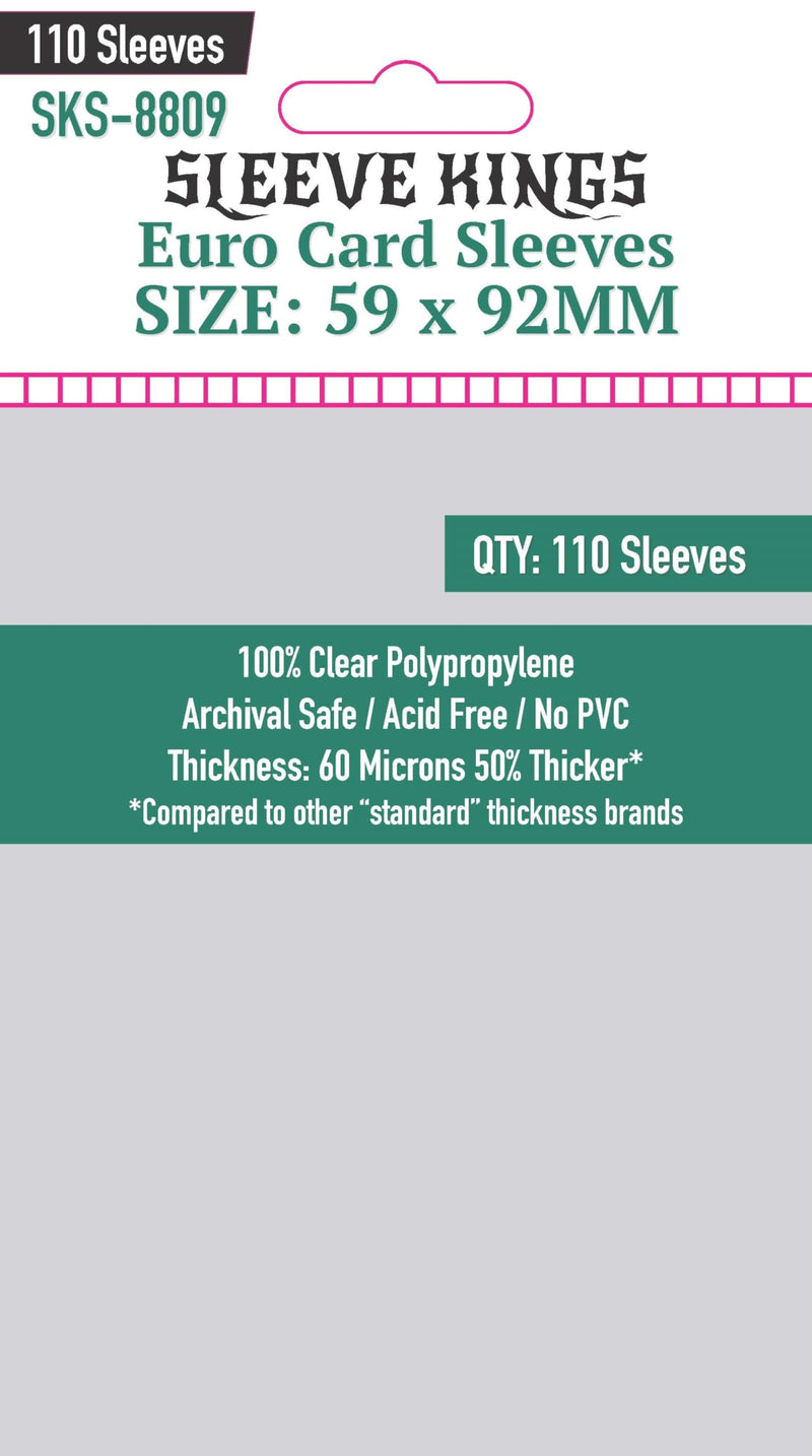 Sleeve Kings Euro Card Sleeves (59 x 92 mm) - 110 Pack, 60 Microns