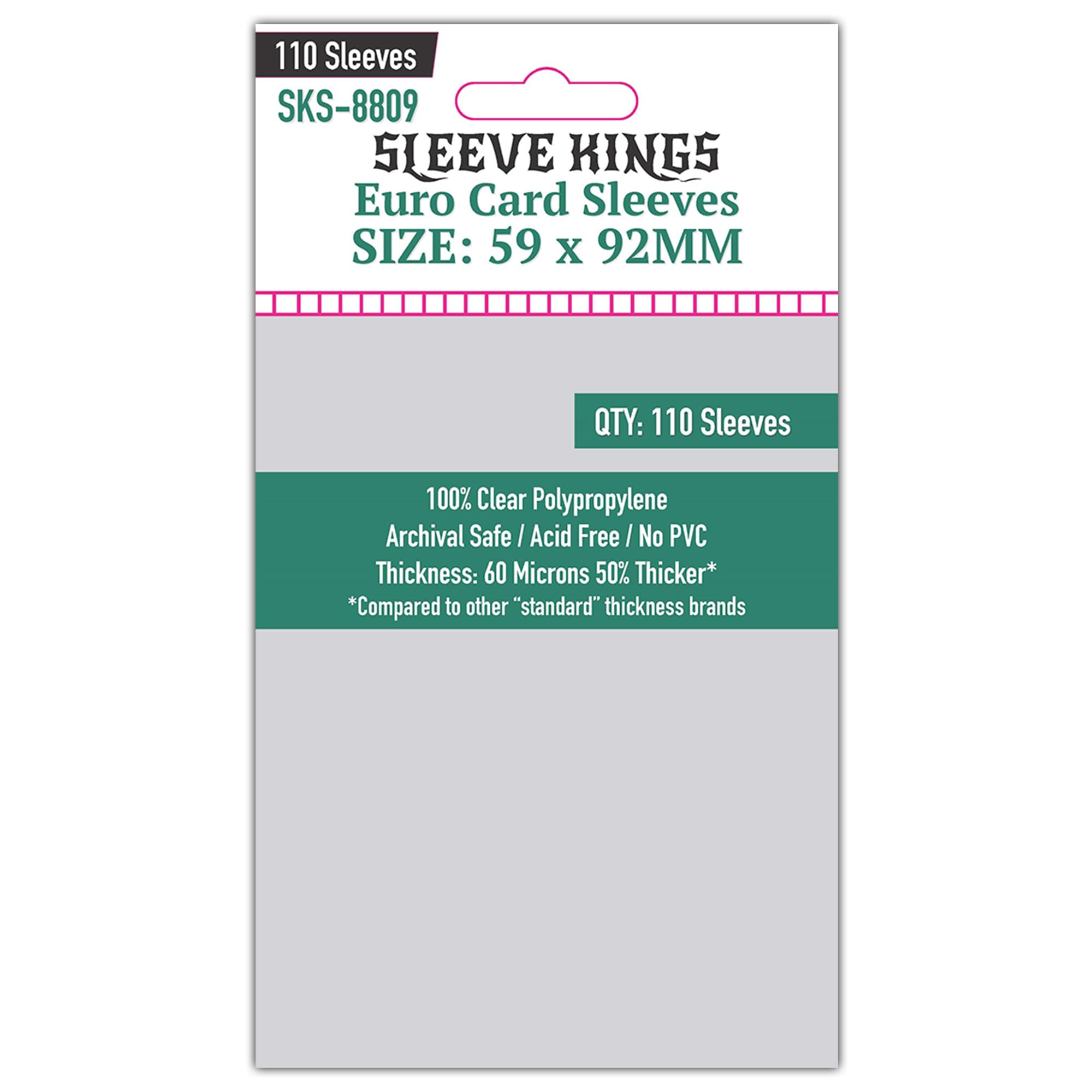 Sleeve Kings Euro Card Sleeves (59 x 92 mm) - 110 Pack, 60 Microns