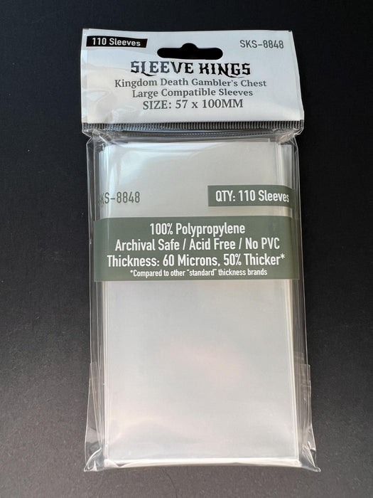 Premium Card Sleeves: 'Kingdom Death Gambler's Chest" Large Compatible Sleeves (57 X 100 MM) -110 Per Pack